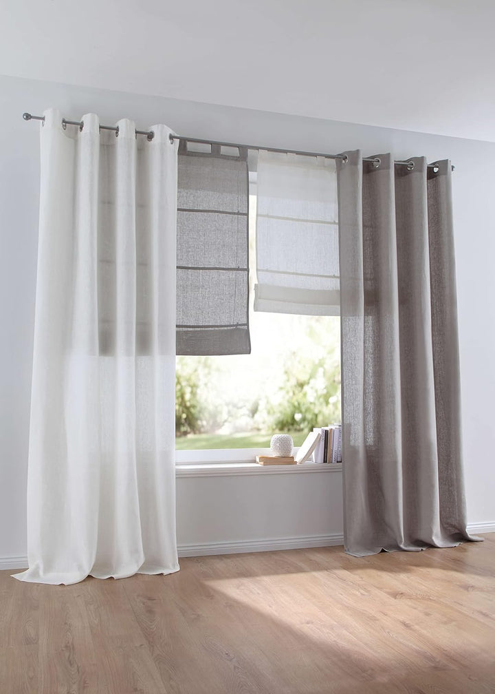 Kutti Ösenschal Metis 100% Leinen Blickdicht Vorhang Gardine grau Breite 140 * Höhe 145 cm (1 Stück)