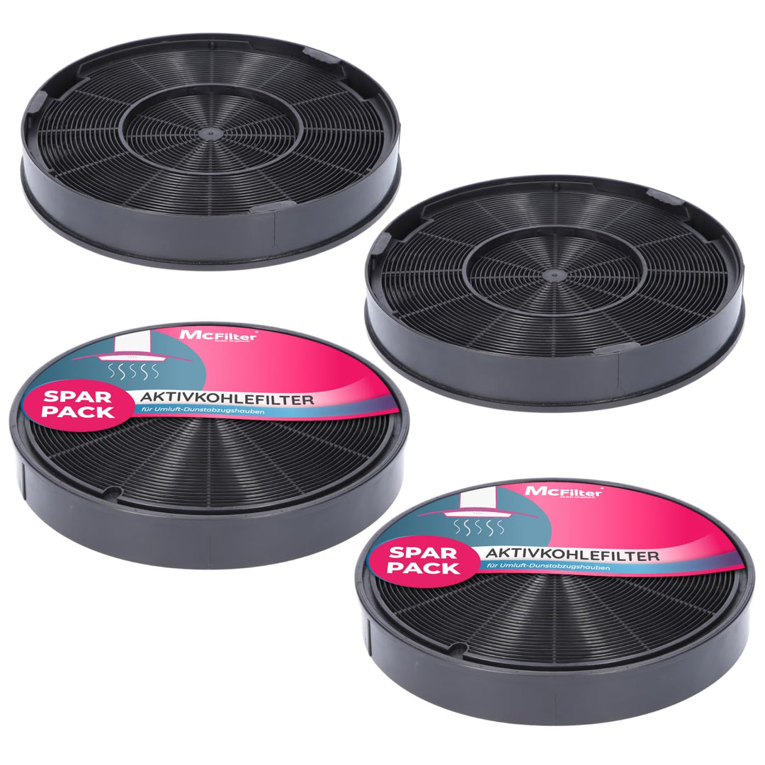 McFilter | 4x Aktivkohlefilter Ø 200mm, EFF62, 4er Set für Dunstabzugshaube geeignet für Kohlefilter