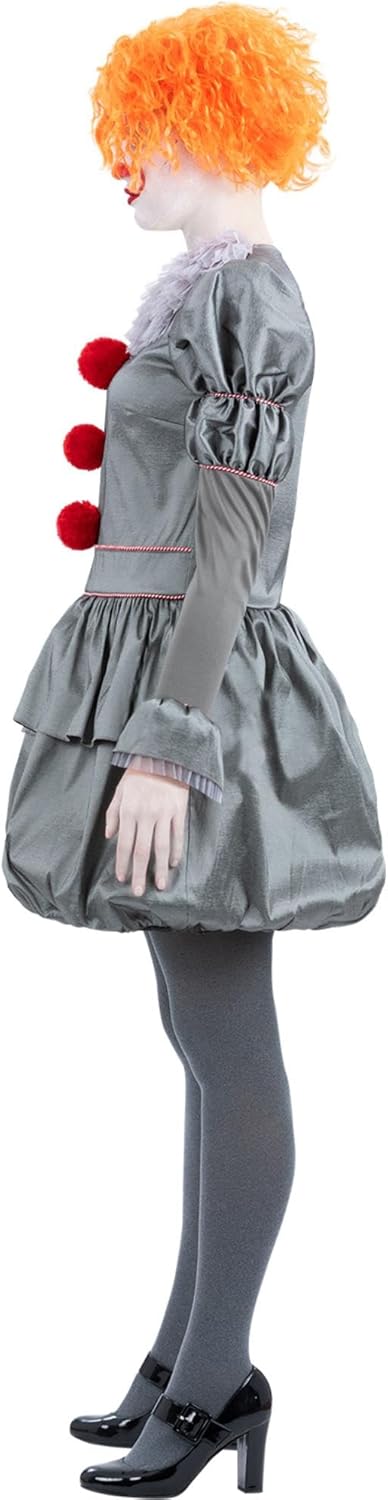 Smiffys IT Chapter Two Pennywise Kostüm für Erwachsene, Kleid mit Nackenrüschen und Strumpfhosen, gr