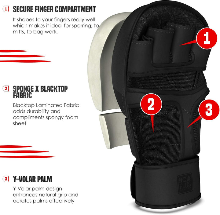 RDX Profi MMA Sparring Handschuhe, Maya Hide Leder, Kampfsport Kickboxen Gepolstert Gloves, Lang Han