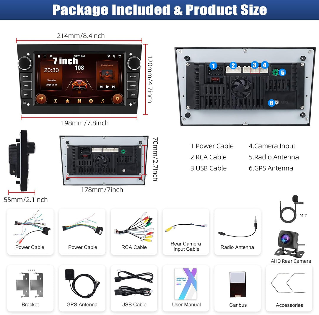2+64G 7 Zoll CAMECHO Navi Autoradio für Opel Astra Antara Vectra Corsa Zafira Meriva Combo, Android