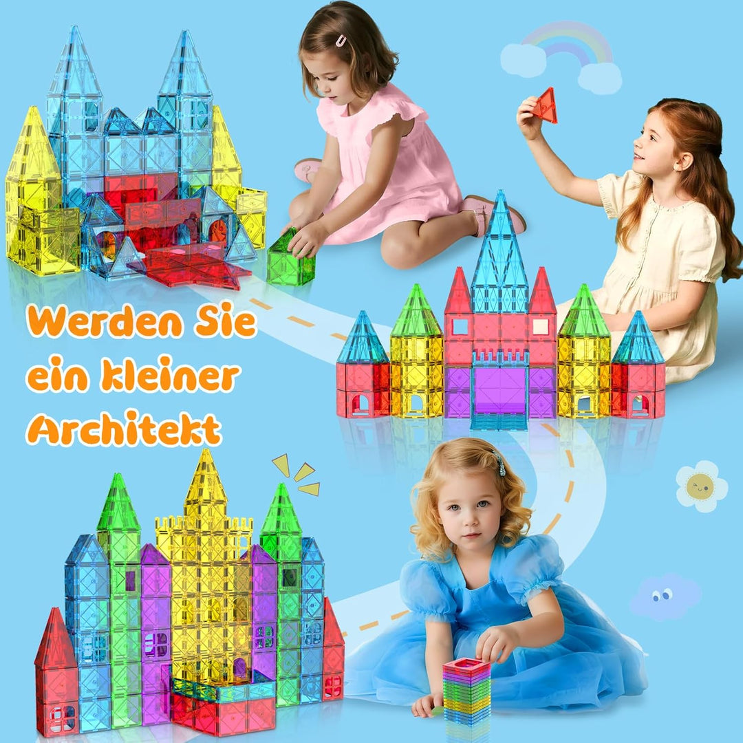Zenzemwa Magnetische Fliesen Kinder Magnetbausteine: 72 Teile Magnetische Bausteine Magnetblöcke Mag