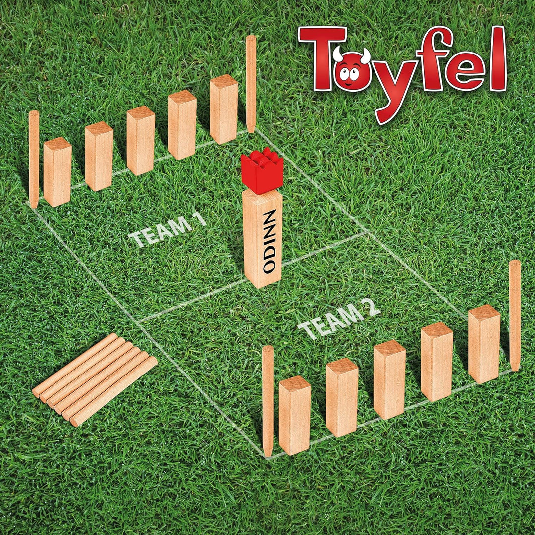 Kubb Wikinger Spiel Holz XXL - Toyfel Original Schwedenschach FSC® massives & schweres Buchenholz -