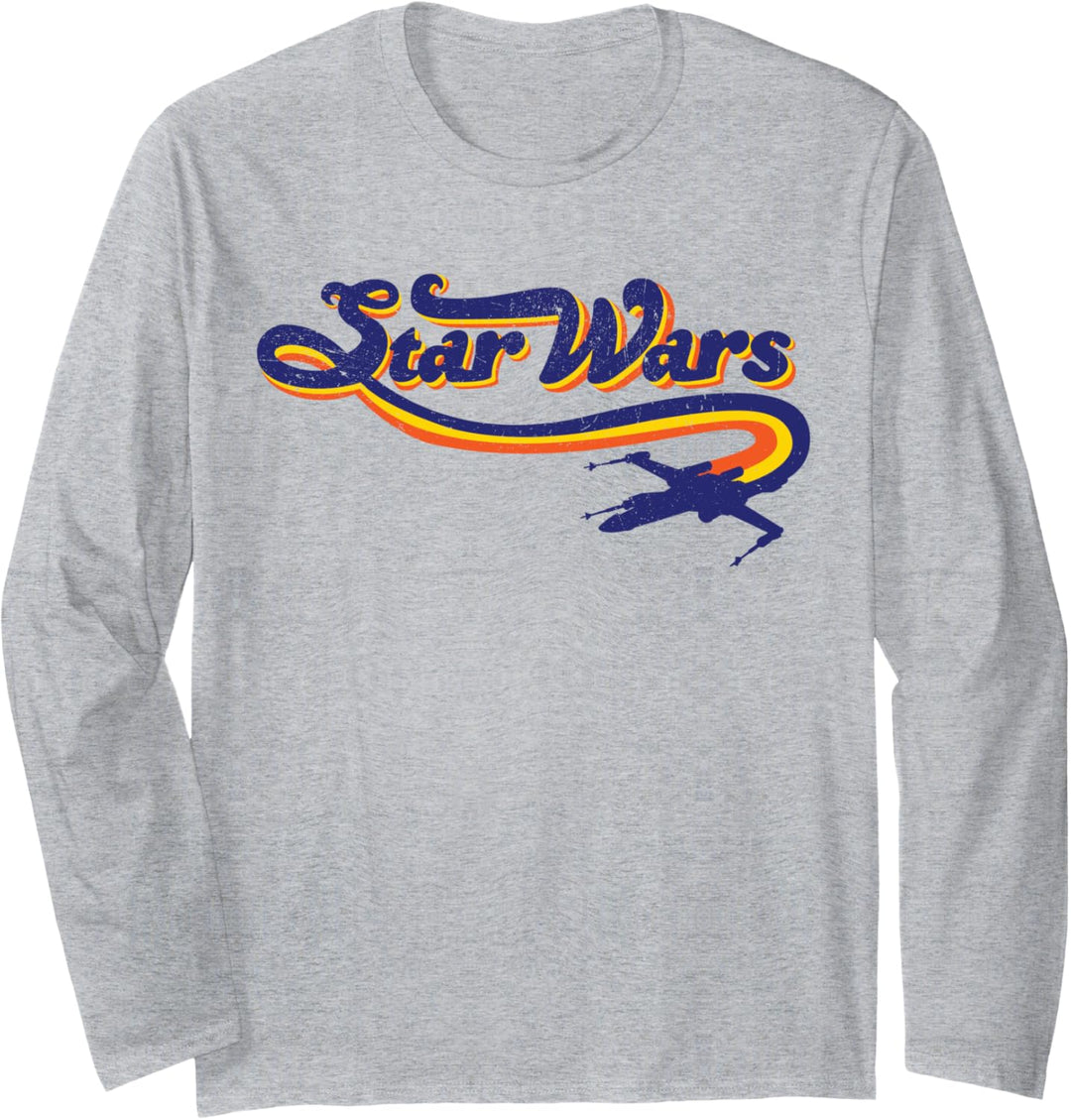 Star Wars X-Wing Retro Striped Text Poster Langarmshirt