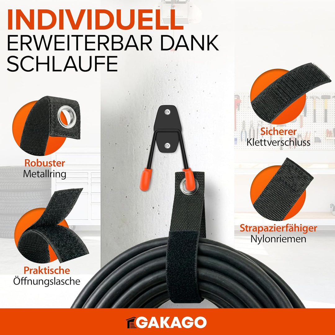 Gakago Gerätehalter Wandhalterung – 10er Garagenhaken Set inkl. Dübel, Schrauben &amp; Anleitung – Werkz