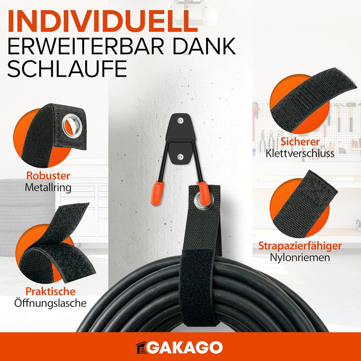 Gakago Gerätehalter Wandhalterung – 10er Garagenhaken Set inkl. Dübel, Schrauben &amp; Anleitung – Werkz