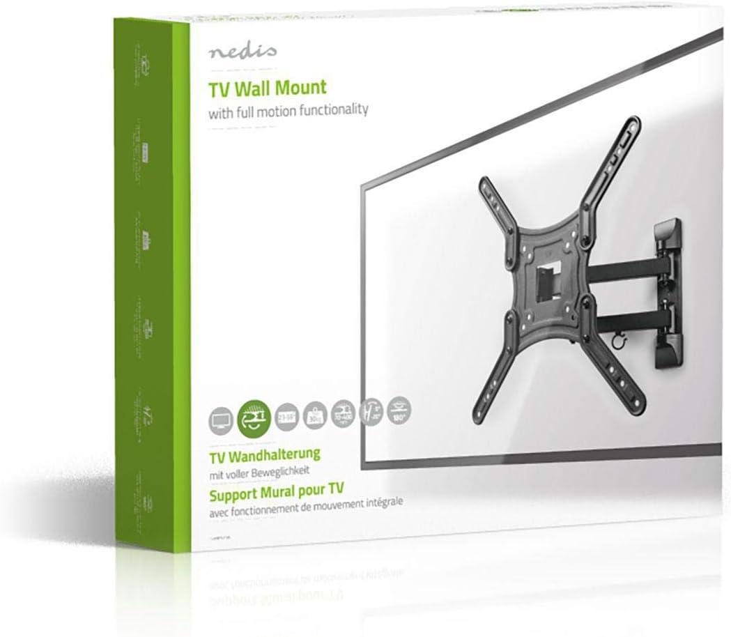 Nedis- Vollbewegliche TV-Wandhalterung - 23 - 55" - Max. 30 kg - 3 Drehpunkte - Drehwinkel: 180 ° -