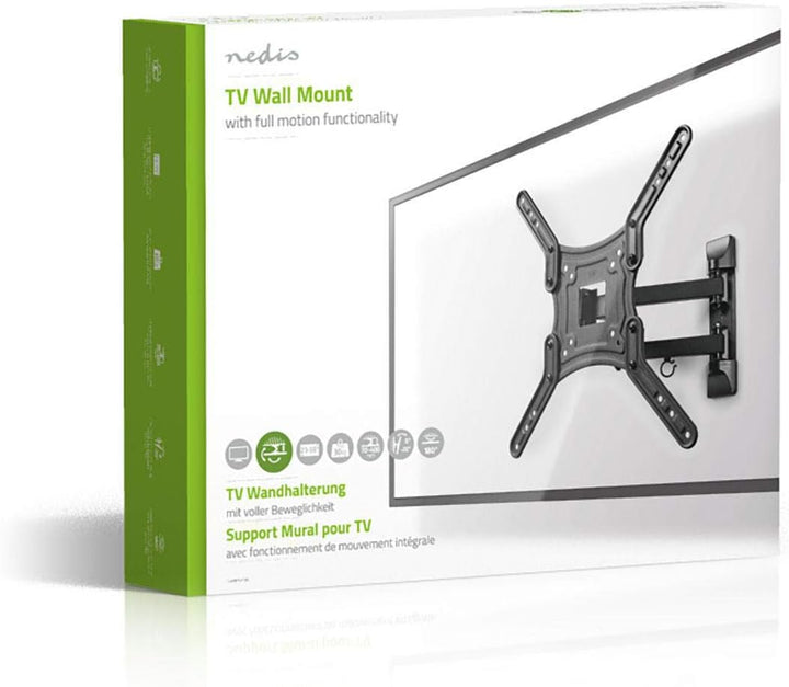 Nedis- Vollbewegliche TV-Wandhalterung - 23 - 55" - Max. 30 kg - 3 Drehpunkte - Drehwinkel: 180 ° -