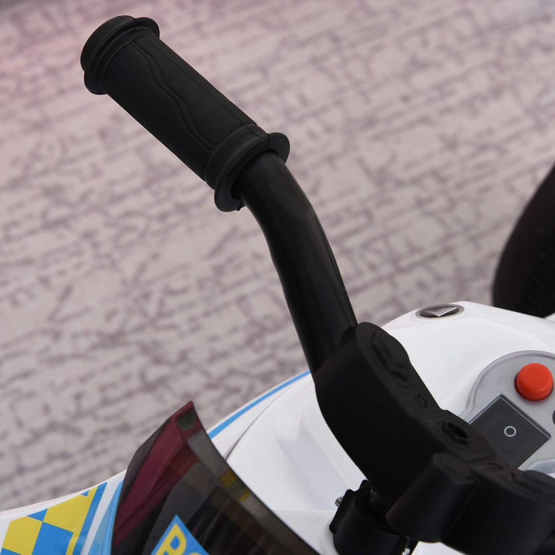 HOMCOM Rutschauto für Kinder, Rennrad, musikalische Effekte und Beleuchtung, Aufbewahrungsbox, Blau/