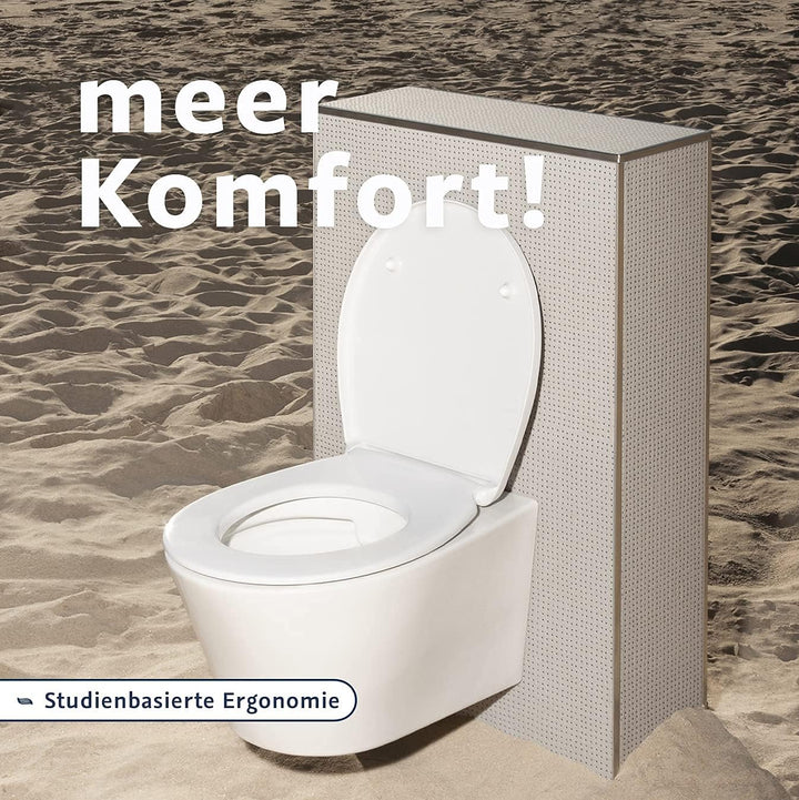 Blauer Hahn® WC Sitz Isar oval | Toilettendeckel mit Absenkautomatik und abnehmbar | Antibakterielle
