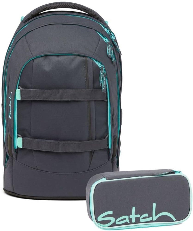 satch Pack Schulrucksack Set 2tlg. inkl. Schlamperbox Mint Phantom, Mint Phantom