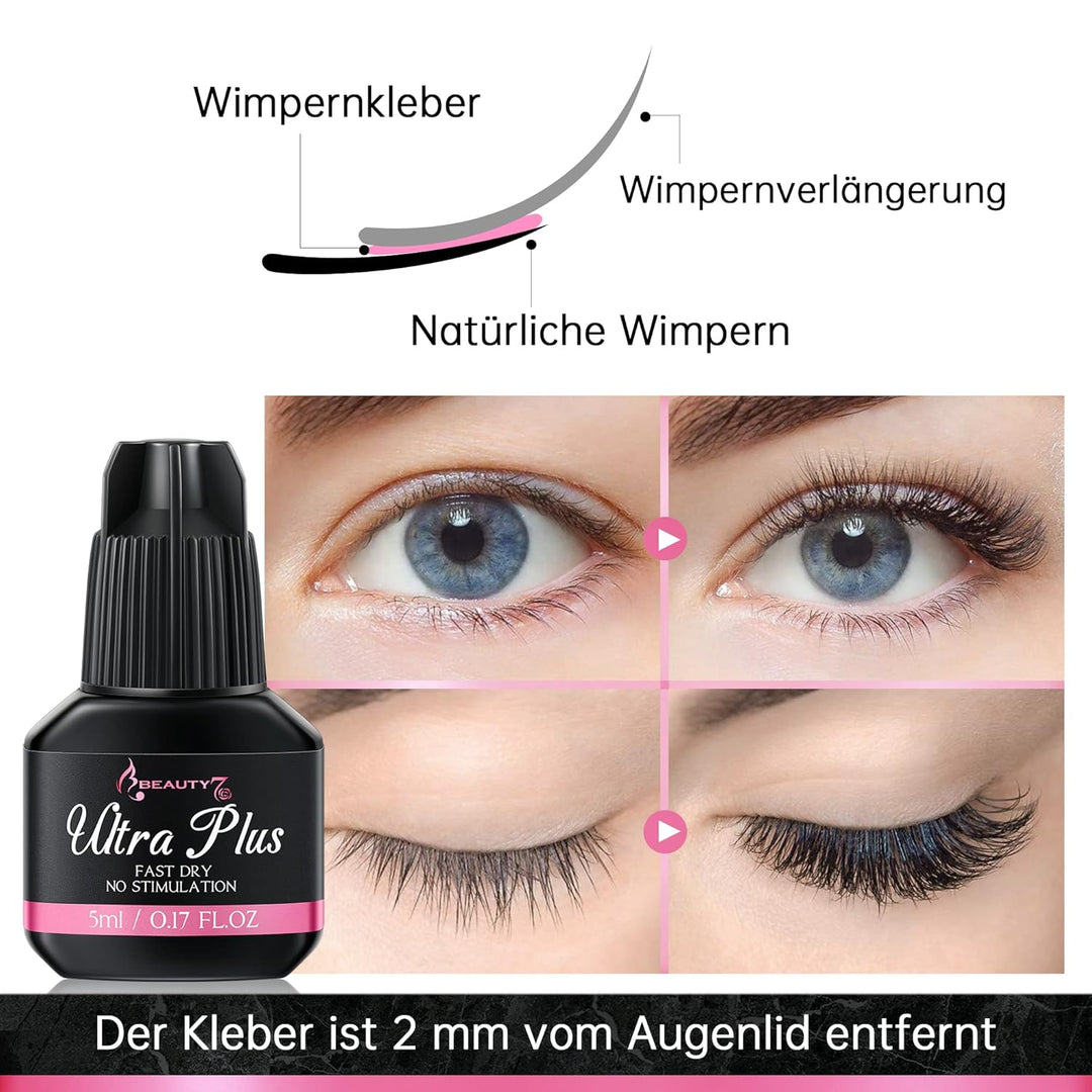 Beauty7 DIY wimpernverlängerung Wimpern Set Selbstanwendung Semipermanenter Wimpern Extensions Set 1