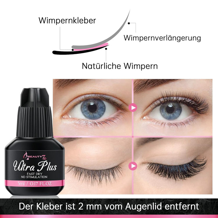 Beauty7 DIY wimpernverlängerung Wimpern Set Selbstanwendung Semipermanenter Wimpern Extensions Set 1