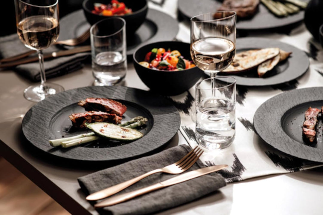 Villeroy &amp; Boch - Manufacture Rock Teller-Set, 4 tlg., Geschirr Set für 2 Personen, Premium Porzell