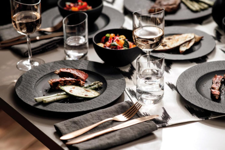 Villeroy &amp; Boch - Manufacture Rock Teller-Set, 4 tlg., Geschirr Set für 2 Personen, Premium Porzell