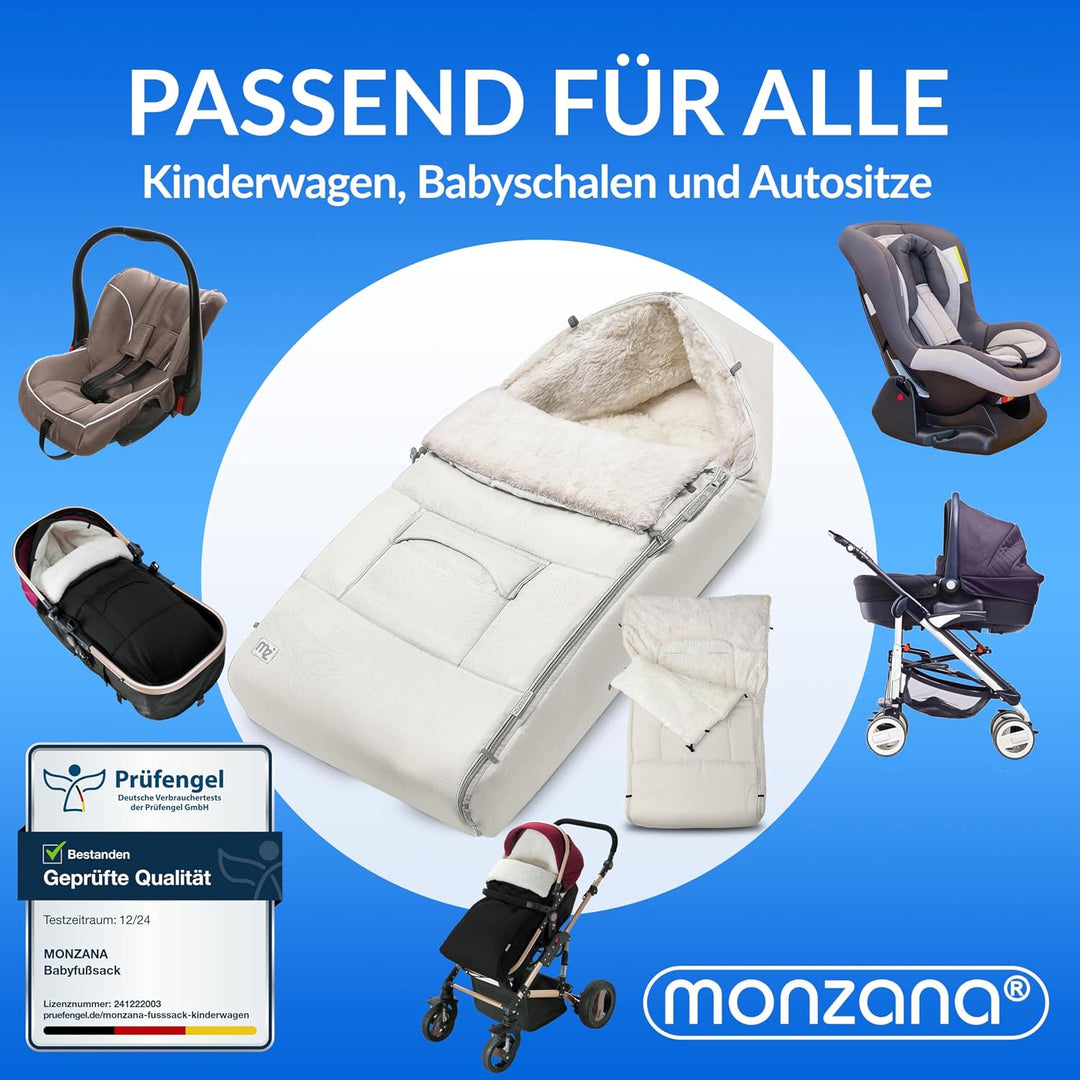 MONZANA® Baby Fusssack für Kinderwagen mit Handwärmer Winter Reflektoren Reissverschluss Tasche Wasc