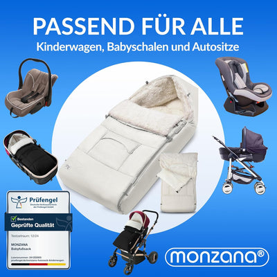 MONZANA® Baby Fusssack für Kinderwagen mit Handwärmer Winter Reflektoren Reissverschluss Tasche Wasc