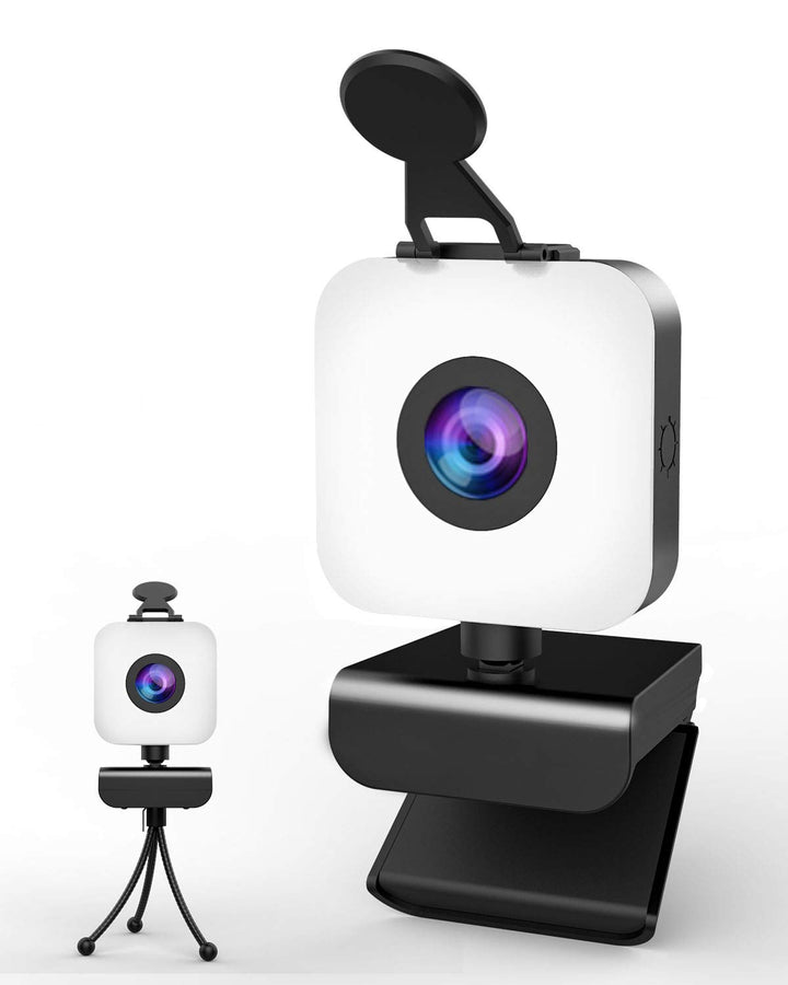 1080P Webcam mit Mikrofon,Full HD Web Camera für PC/Laptop,Facecam Streaming Cam mit Ringlicht,Abdec