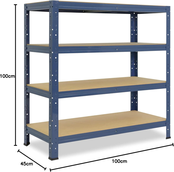 shelfplaza® 100x100x45cm Home Schwerlastregal blau/Metallregal mit 4 Böden/Kellerregal Metall, Garag
