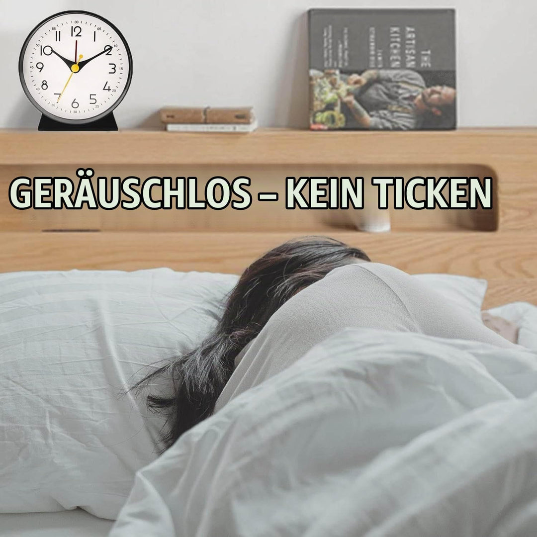 Azyh Analoger Wecker ohne Ticken, Kleine Retro Tischuhr, Tischuhr für Wohnzimmerdekoration, Schlafzi