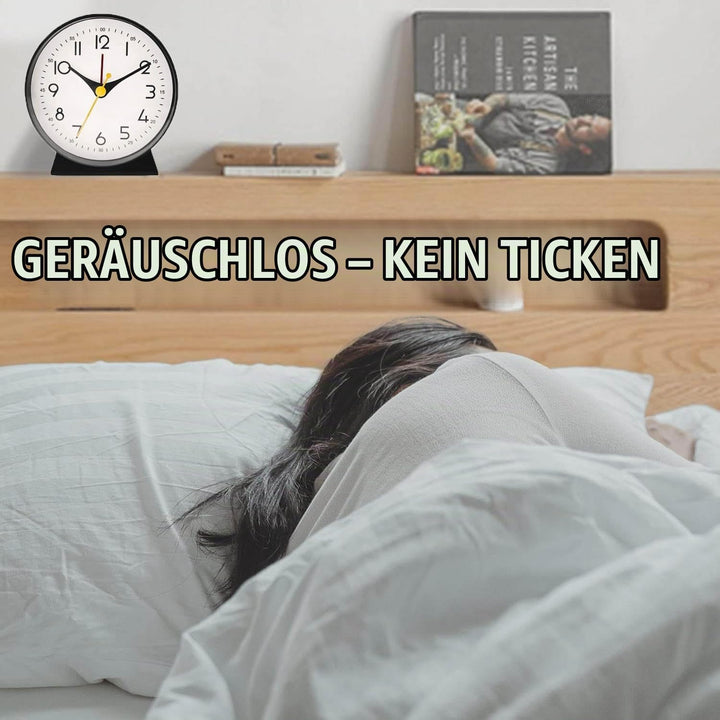 Azyh Analoger Wecker ohne Ticken, Kleine Retro Tischuhr, Tischuhr für Wohnzimmerdekoration, Schlafzi