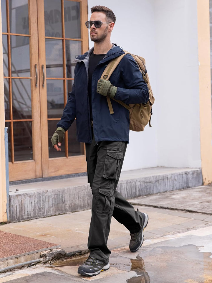 Breampot Herren Cargohose Baumwolle Baggy Chino Hosen Freizeit Outdoorhose Arbeitshose Trouser Pants