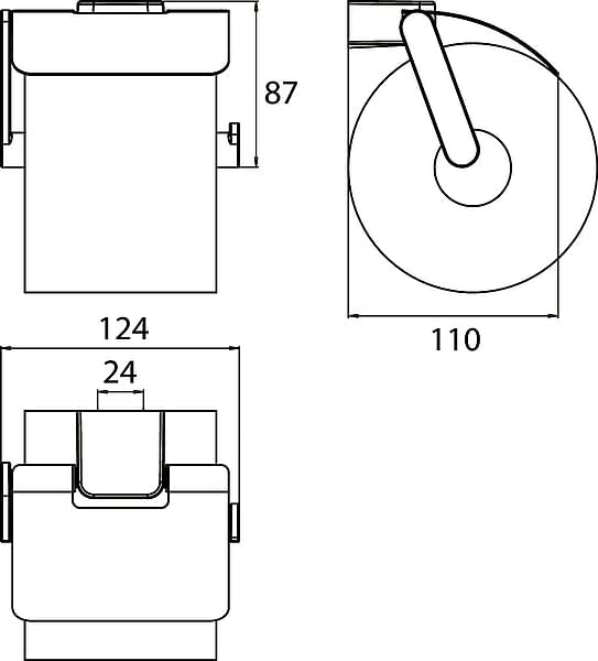 emco TREND Papierhalter mit Deckel und Bügel, eleganter Toilettenpapierhalter zur Wandmontage aus Me