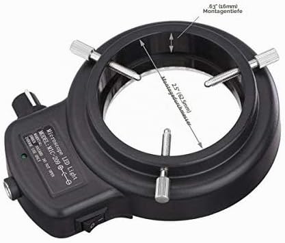 AMSCOPE LED-144B-ZK 144 LED verstellbare Ringleuchte Ringlicht in Schwarz mit Einer Aufsatzgrösse vo