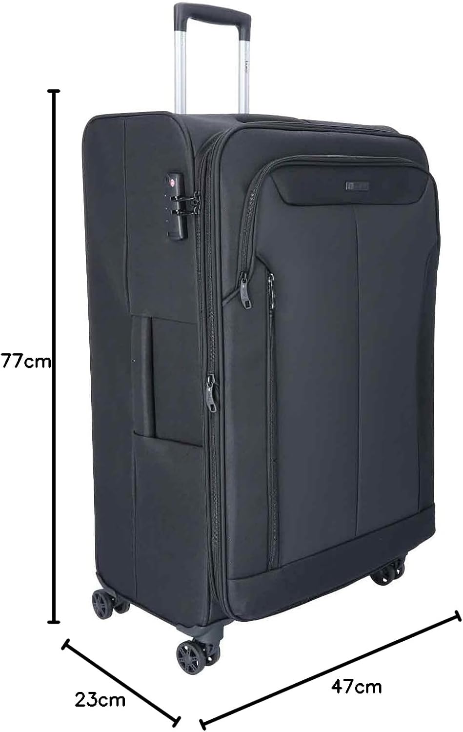 TheTrueC 4 Rollen Koffer Superlight 77cm Kopenhagen, Reissverschlussteiler|Kratzfest, Black