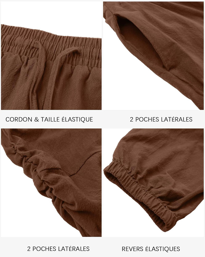 YAOBAOLE Herren-Hose, Leinen, mittelalterlich, lässig, Baumwolle, Leinen, Herren, Yoga, leicht, Somm