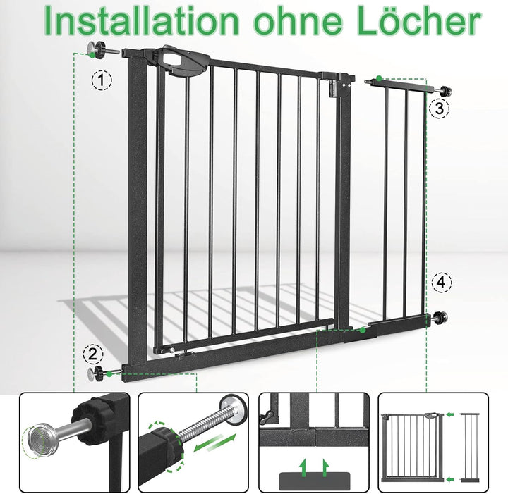 YRHome Türschutzgitter ohne Bohren Treppengitter Treppenschutzgitter für Kinder Türgitter Auto-Close