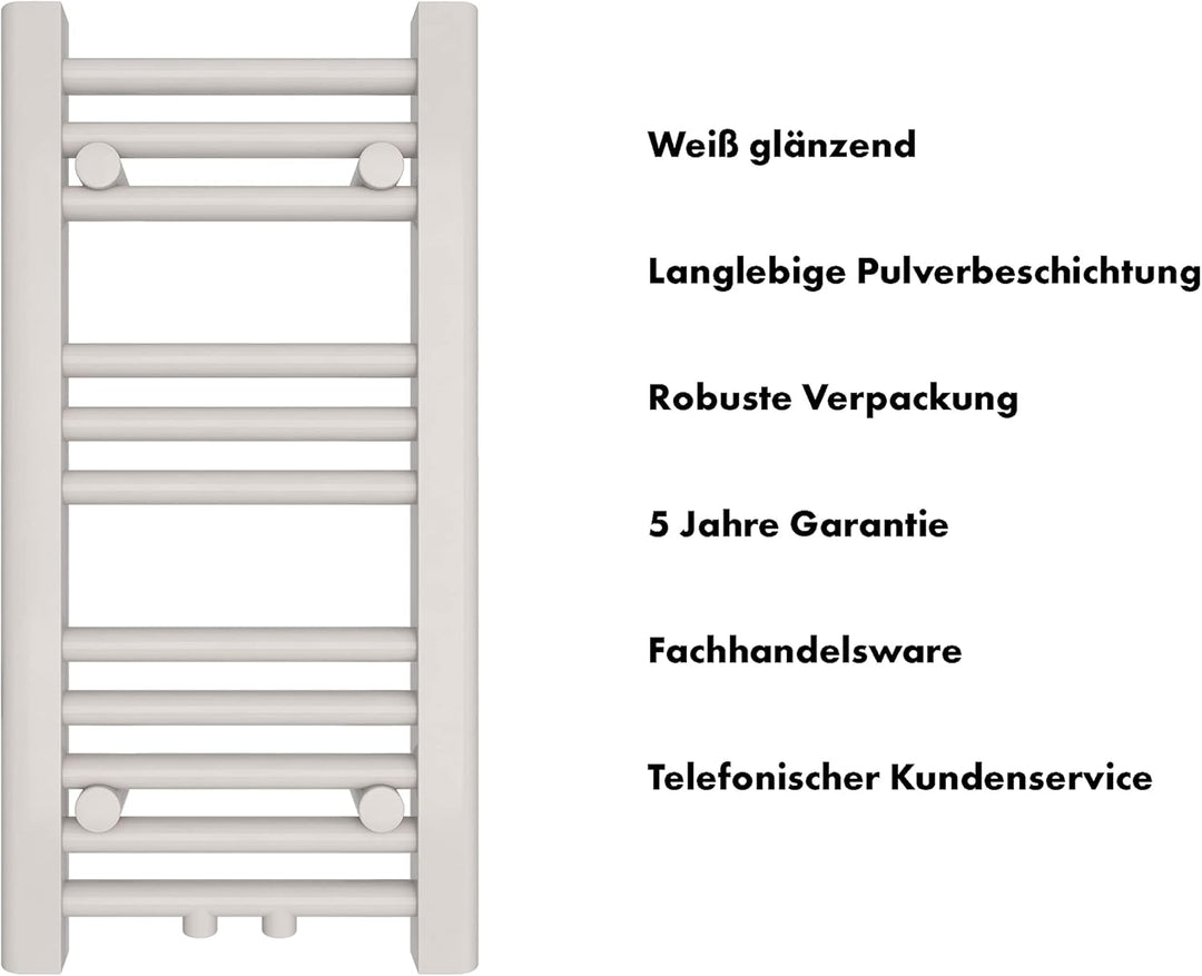 SHV Badheizkörper mit Mittelanschluss in weiss | Heizkörper für Badezimmer, Handtuchhalter für Wand