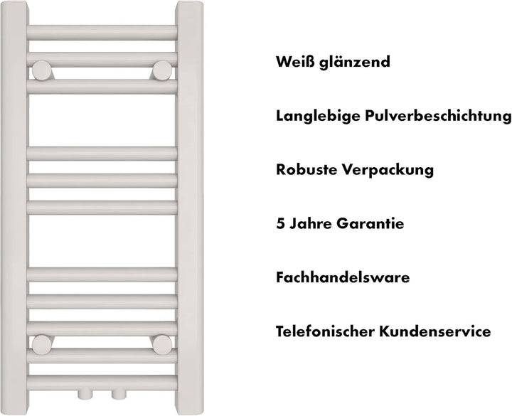 SHV Badheizkörper mit Mittelanschluss in weiss | Heizkörper für Badezimmer, Handtuchhalter für Wand