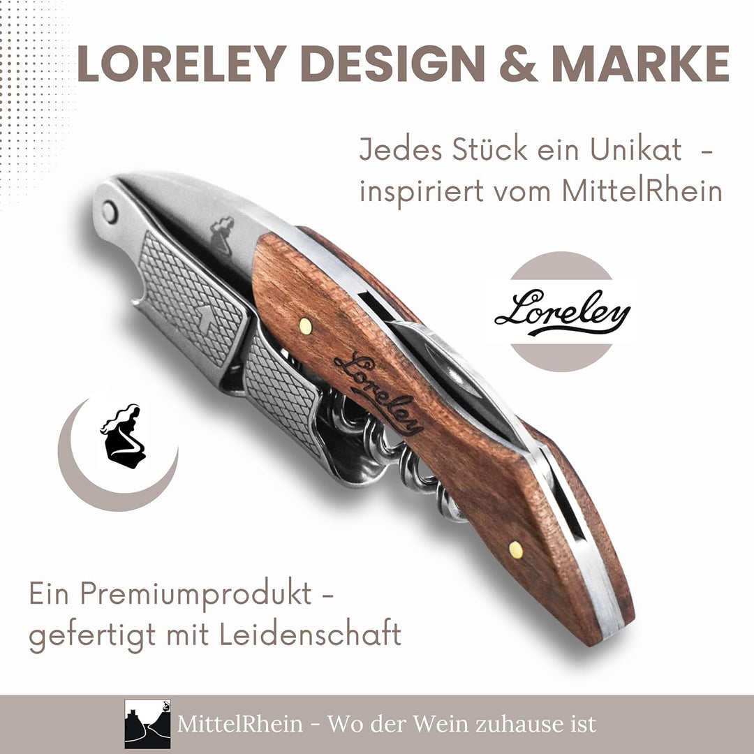 LORELEY® MITTELRHEIN Germany Premium Kellnermesser | Korkenzieher | Weinöffner | Flaschenöffner aus