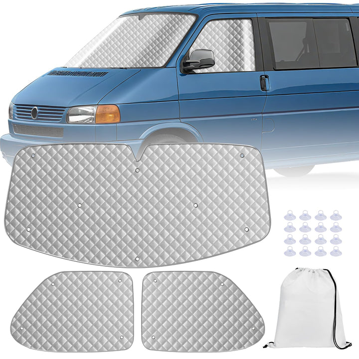 MaxEarn Thermomatte Fahrerhaus passend für VW T4, Luxus Interne Auto Sonnenblende Frontscheibenabdec