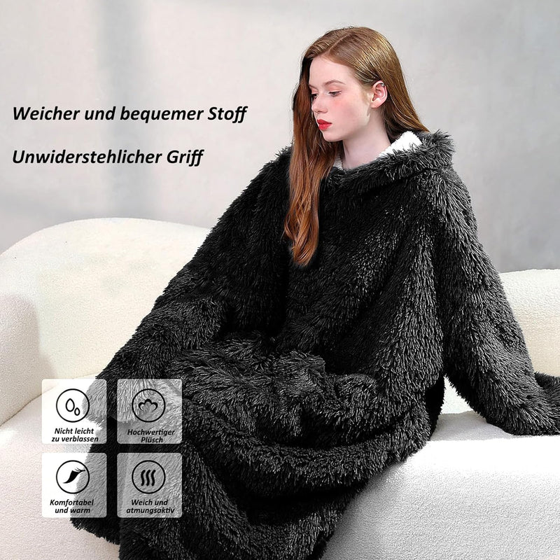 CALIYO Hoodie Decke, Blanket Hoodie Kuschel Pullover Damen Kuscheldecke mit ärmeln, Kuschelanzug für