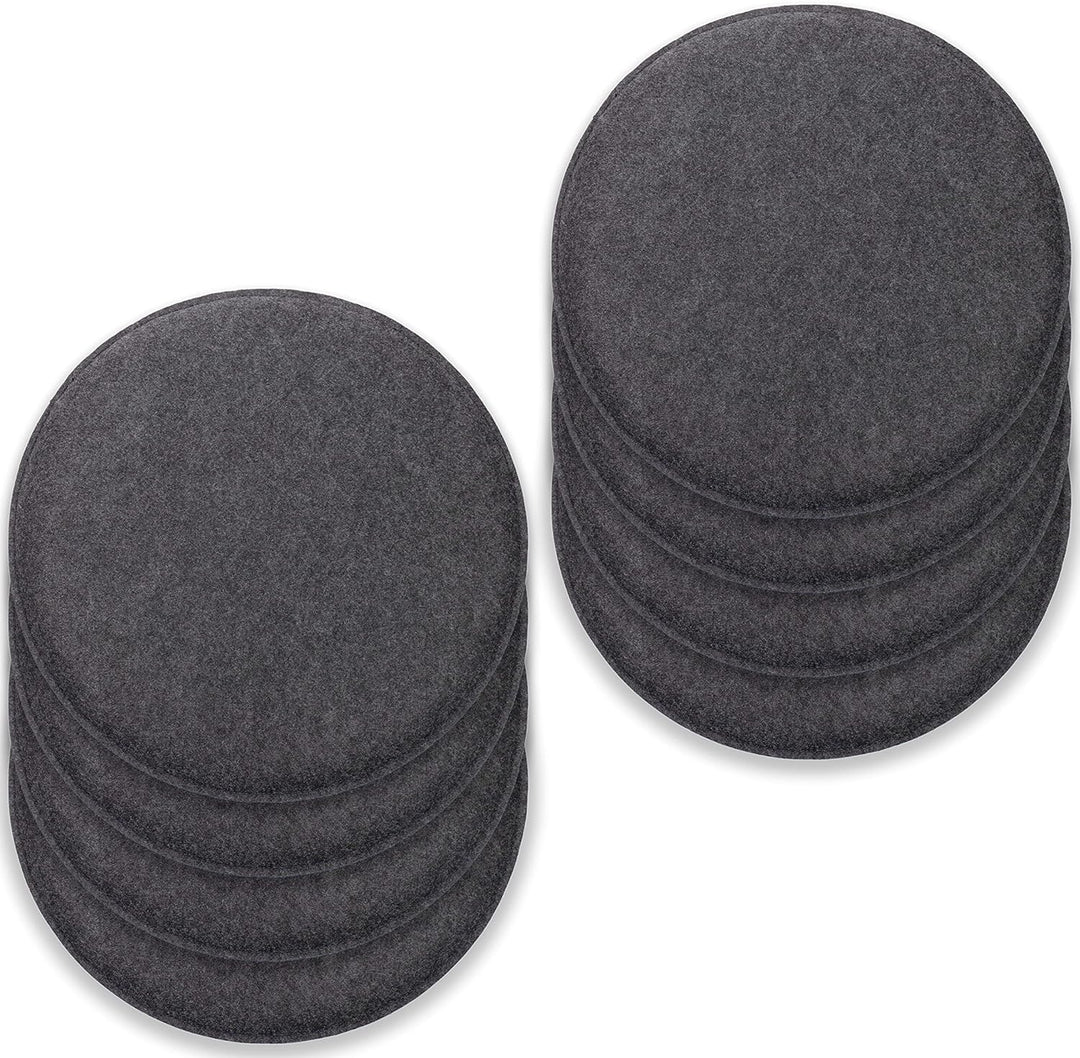 Rubberneck 8er Set rutschfeste Filz Sitzkissen rund, Stuhlkissen mit Antirutsch-Noppen, dunkelgrau D