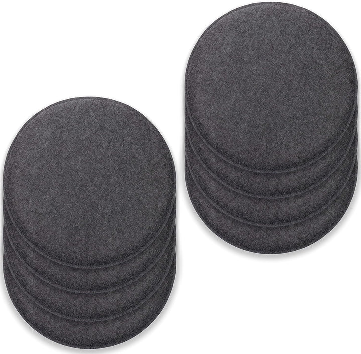 Rubberneck 8er Set rutschfeste Filz Sitzkissen rund, Stuhlkissen mit Antirutsch-Noppen, dunkelgrau D