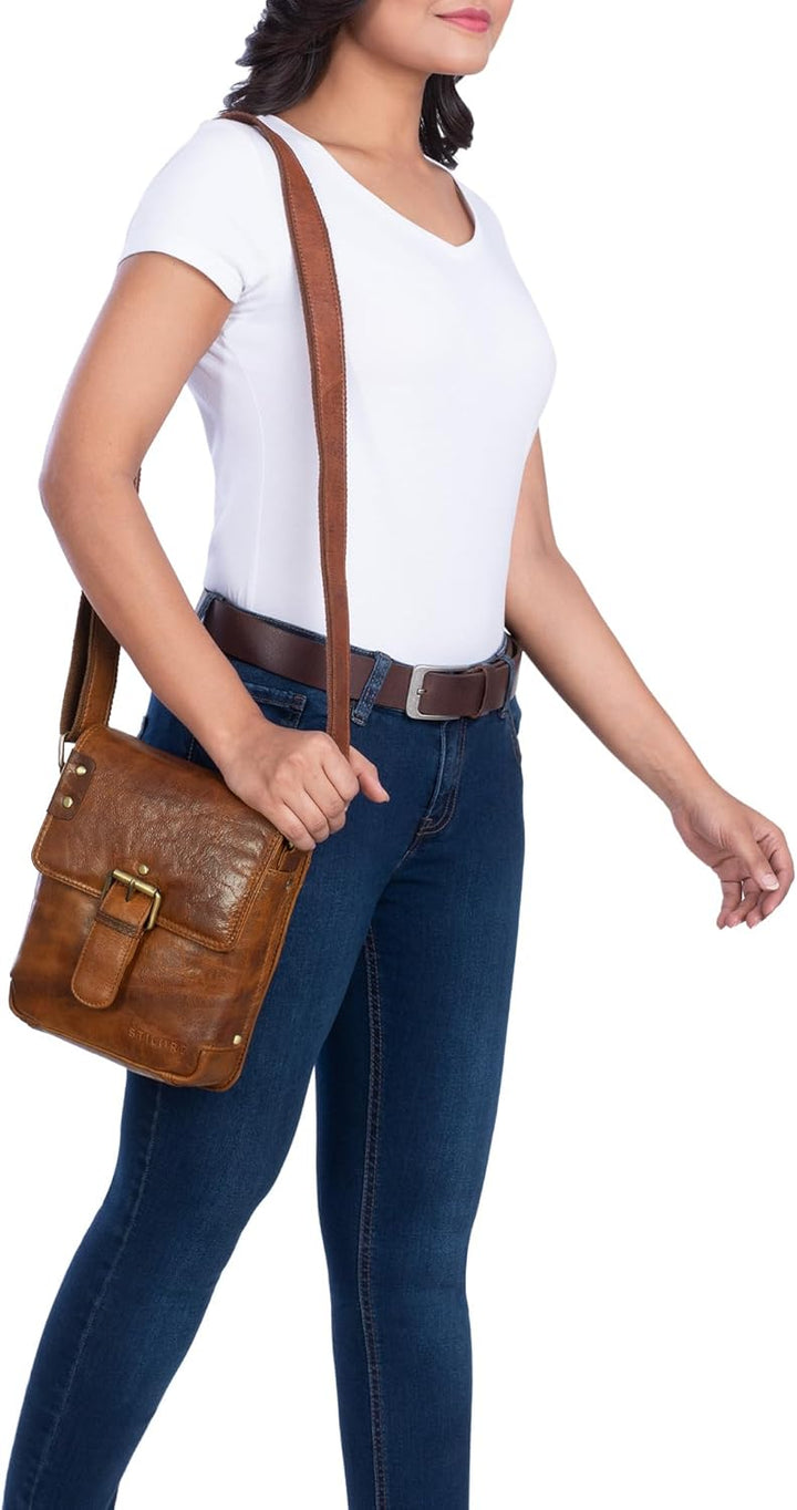 STILORD 'Alessio' Leder Messenger Bag Männer klein Vintage Umhängetasche Herrentasche Tablettasche S