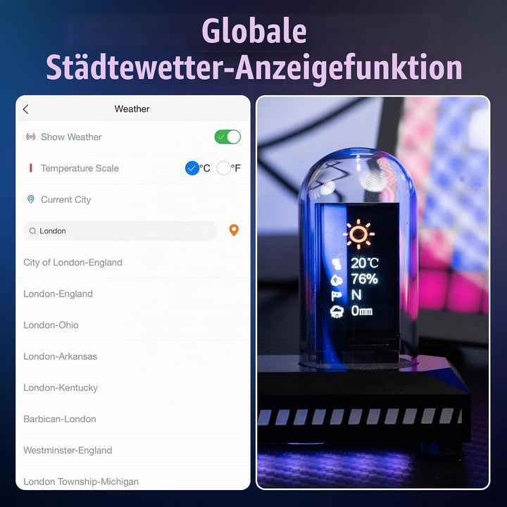 Nixie-Röhrenuhr, buntes RGB, anpassbares digitales Fotoalbum, Neuer Wettermodus, 5-Zoll-IPS-Bildschi