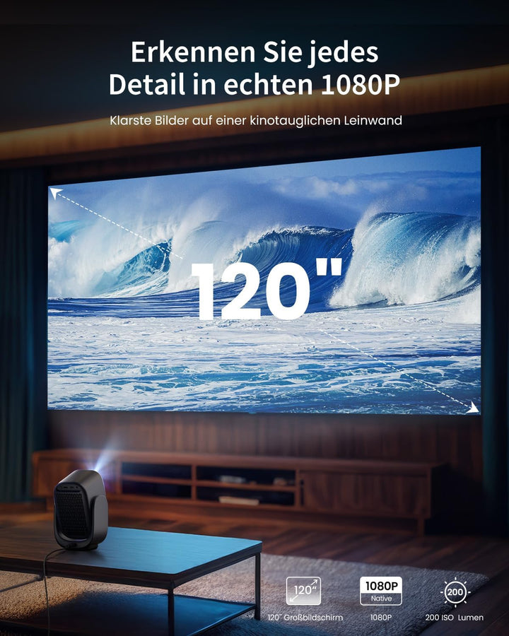 Dangbei N2 mini Smart Beamer mit Ständer, Offizielles Netflix Heimprojektor 1080P Full HD, Autofokus