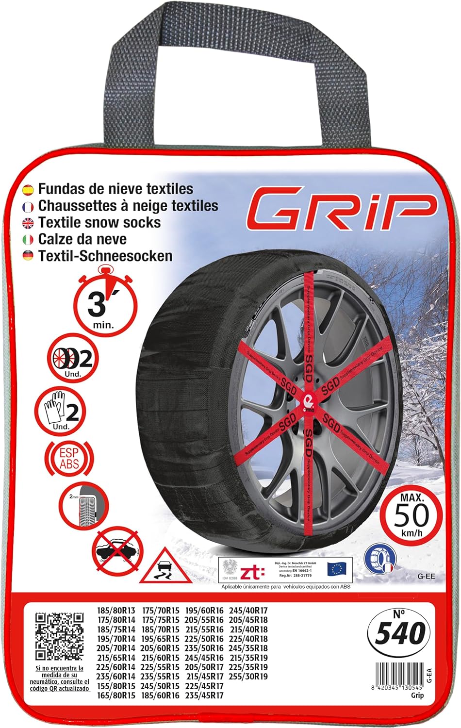 RD9 Grip Schneeketten, Textil, Grösse Nr. 540