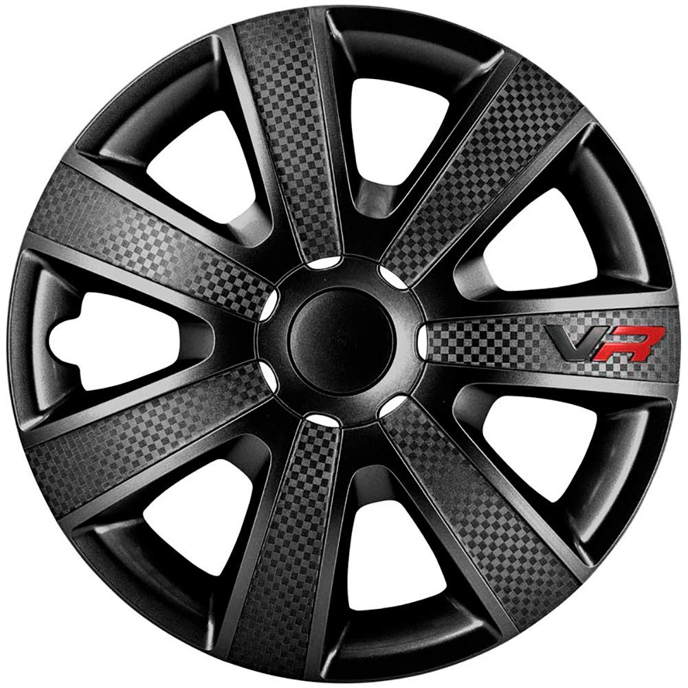 AUTO-STYLE Satz Radzierblenden VR 15-Zoll Schwarz/Karbon-Look/Logo Schwarz/Karbon-Optik/Logo 15-inch