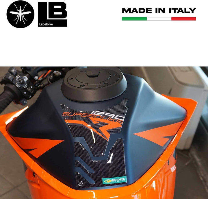 labelbike - 3D Aufkleber Tank PAD kompletter Tankschutz kompatibel mit KTM 1290 Super Duke R 2021 Mo