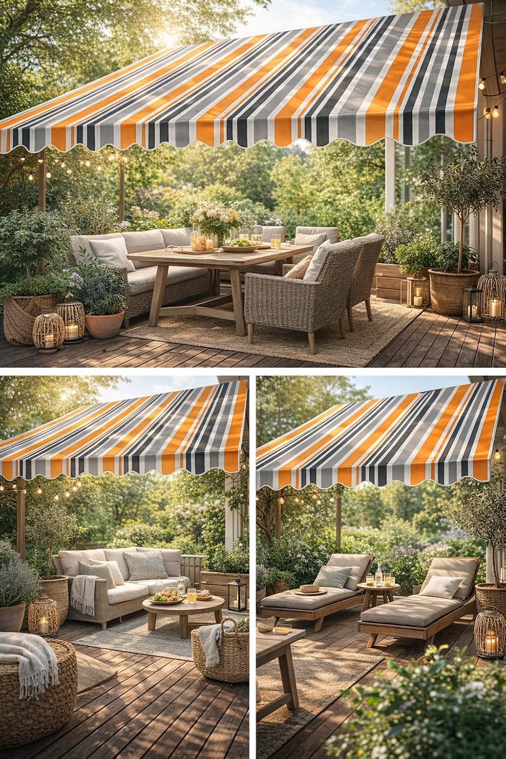 home Trends Markisenstoff Markise mit Volant 4 x 3 m Markisenbespannung ersatzstoff 387 x 300cm Balk