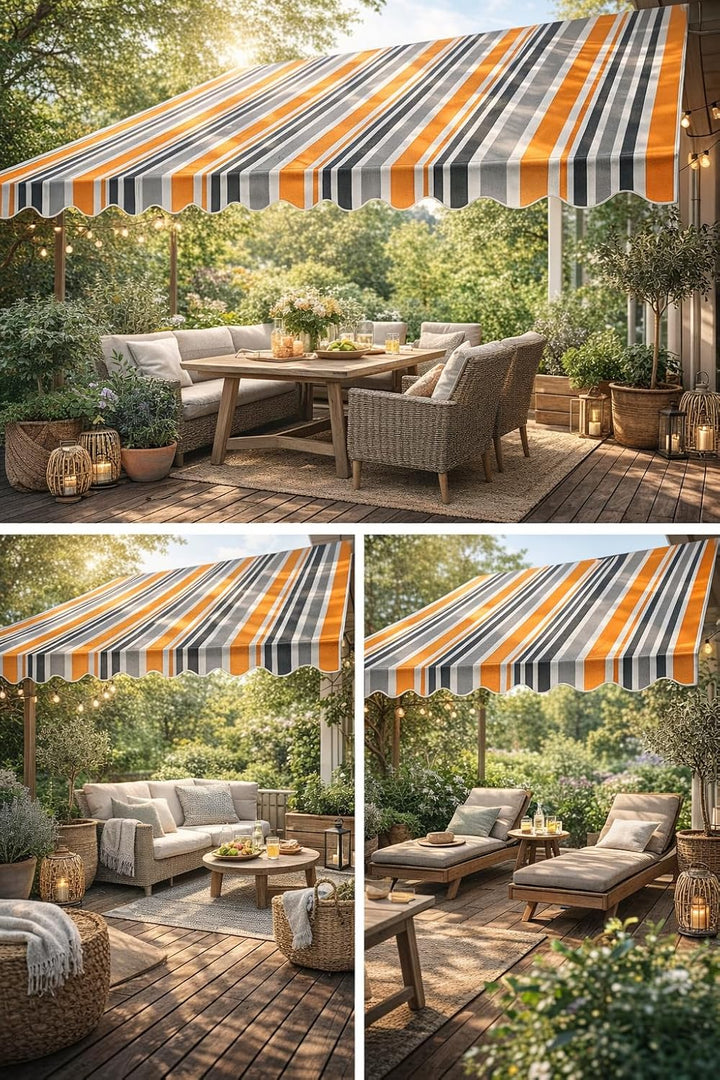 home Trends Markisenstoff Markise mit Volant 4 x 3 m Markisenbespannung ersatzstoff 387 x 300cm Balk
