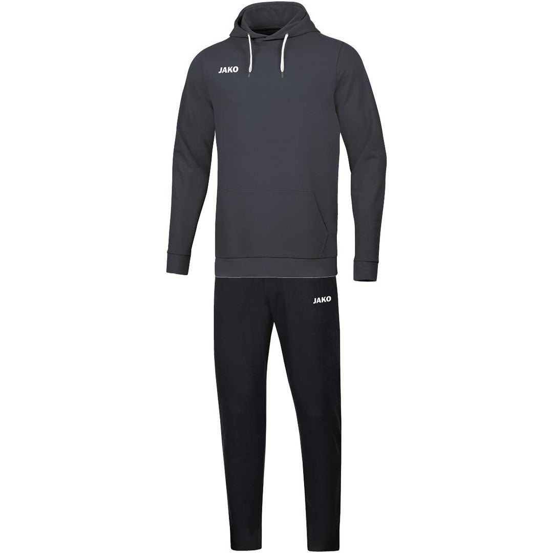 Jako Kinder Jogginganzug Base mit Kapuzensweat, hellgrau meliert, 164, M9465, Anthrazit