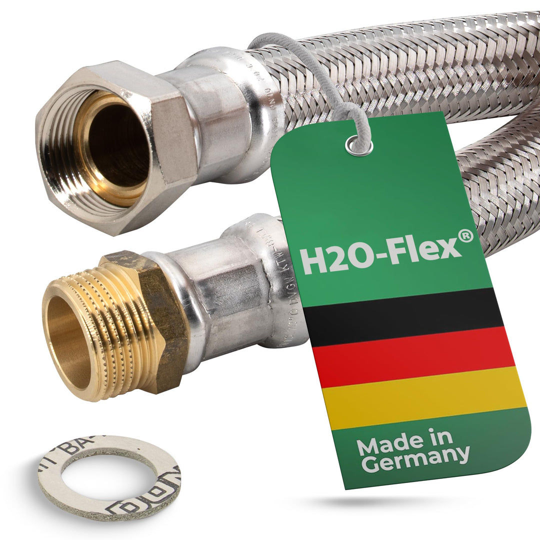 Flexschlauch 1 Zoll ÜM x 1 Zoll AG, hoch flexibler Panzerschlauch DN25 mit Trinkwasserzulassung 1,00