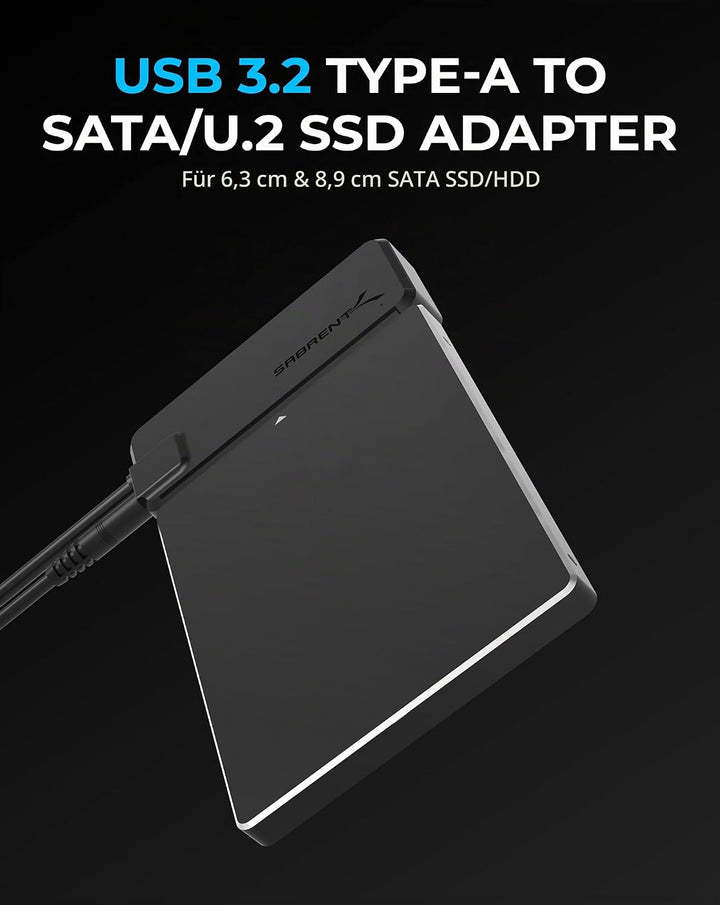 SABRENT SATA/U.2 USB Adapter SSD HDD 2,5 3,5 Zoll Festplattenadapter USB, 3.2x2 10Gbps (EC-U2SA) SAT