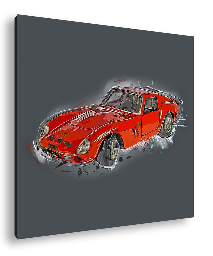 gezeichneter Sportwagen Format: 60x60 als Leinwandbild, Motiv fertig gerahmt auf Echtholzrahmen, Hoc